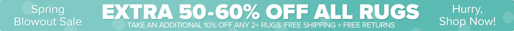 Banner that shows our current sale is an Extra 50-60% Off All Rugs